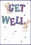 Bringing a touch of playful magic to New Southgate, this get well card features two delightfully illustrated friends-a cuddly bear and an eager puppy-springing into action as they deliver cheerful good wishes. The bold, rounded 'Get Well' letters leap from the page in vibrant purples and calming teals, their energetic forms framed by a scattering of blue and lilac starbursts. These details evoke the brightness of a sunny stroll near New Southgate's welcoming parade of shops. The fur details on the bear and puppy appear irresistibly soft and tactile, encouraging a sense of closeness and comfort, as if ready for a gentle hug. The bright, pristine background enhances the artwork's mood of hope and renewal, much like the feeling brought by a same-day bouquet from a local florist. Light pulsing from the illustrated stars softens the entire scene, conjuring a vision of heartfelt reassurance-delivered with all the warmth, care, and community connection that defines New Southgate. Whether chosen as a stand-alone gesture or paired with fresh blooms, this card promises to lift spirits and share the message that healing is surrounded by kindness.